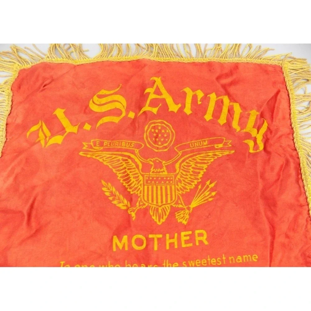 US Army WWII Mother Pillow Cover Fort Jackson SC Fringed Vintage War